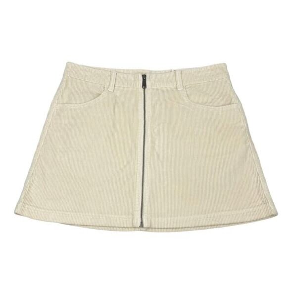 NWT AMERICAN EAGLE Corduroy Super Hi-Rise A-Line Mini Skirt Sz 12 Cream - Picture 2 of 7